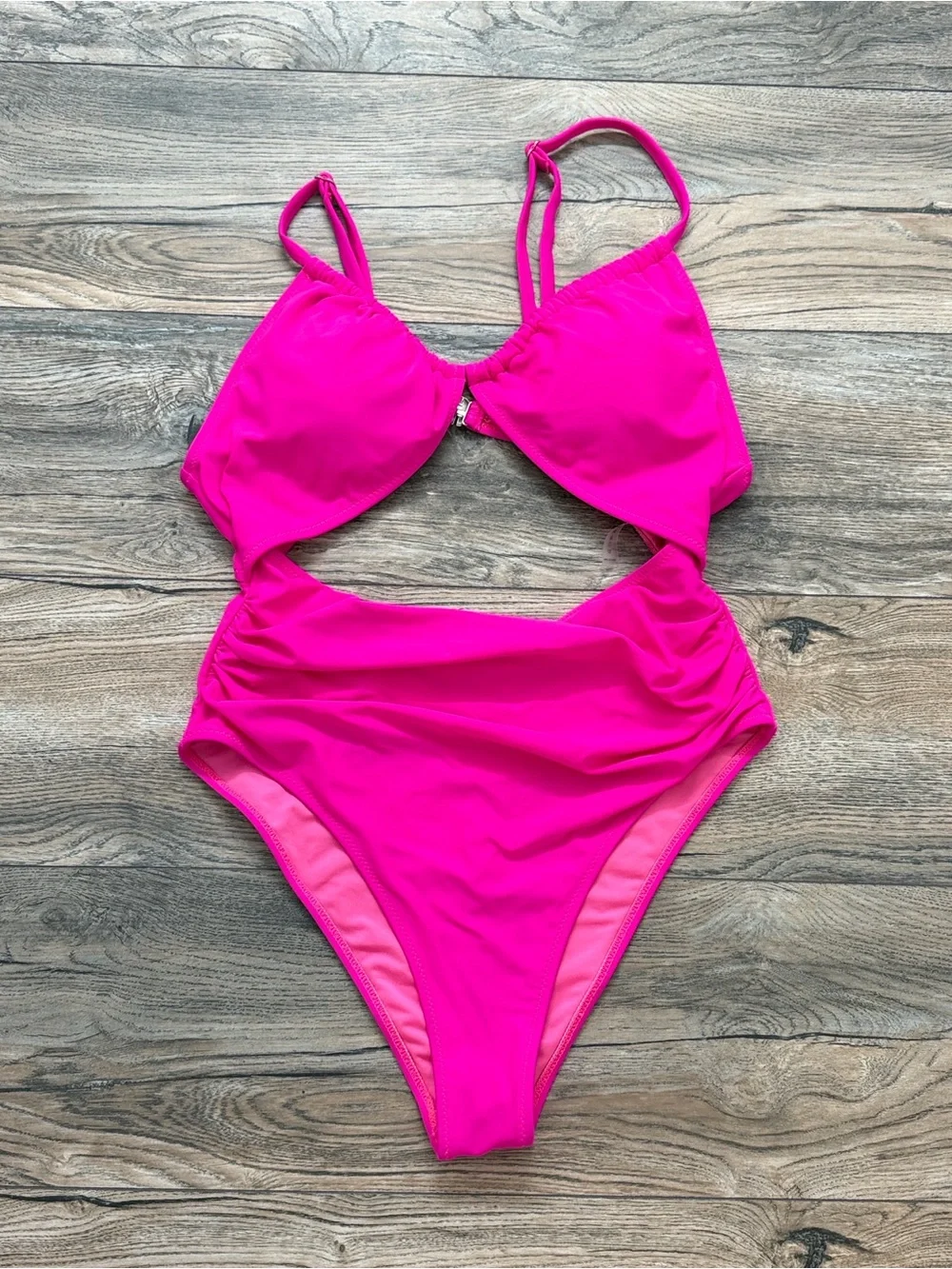 NWOT Women's Hot Pink Cutout One-Piece Swimsuit